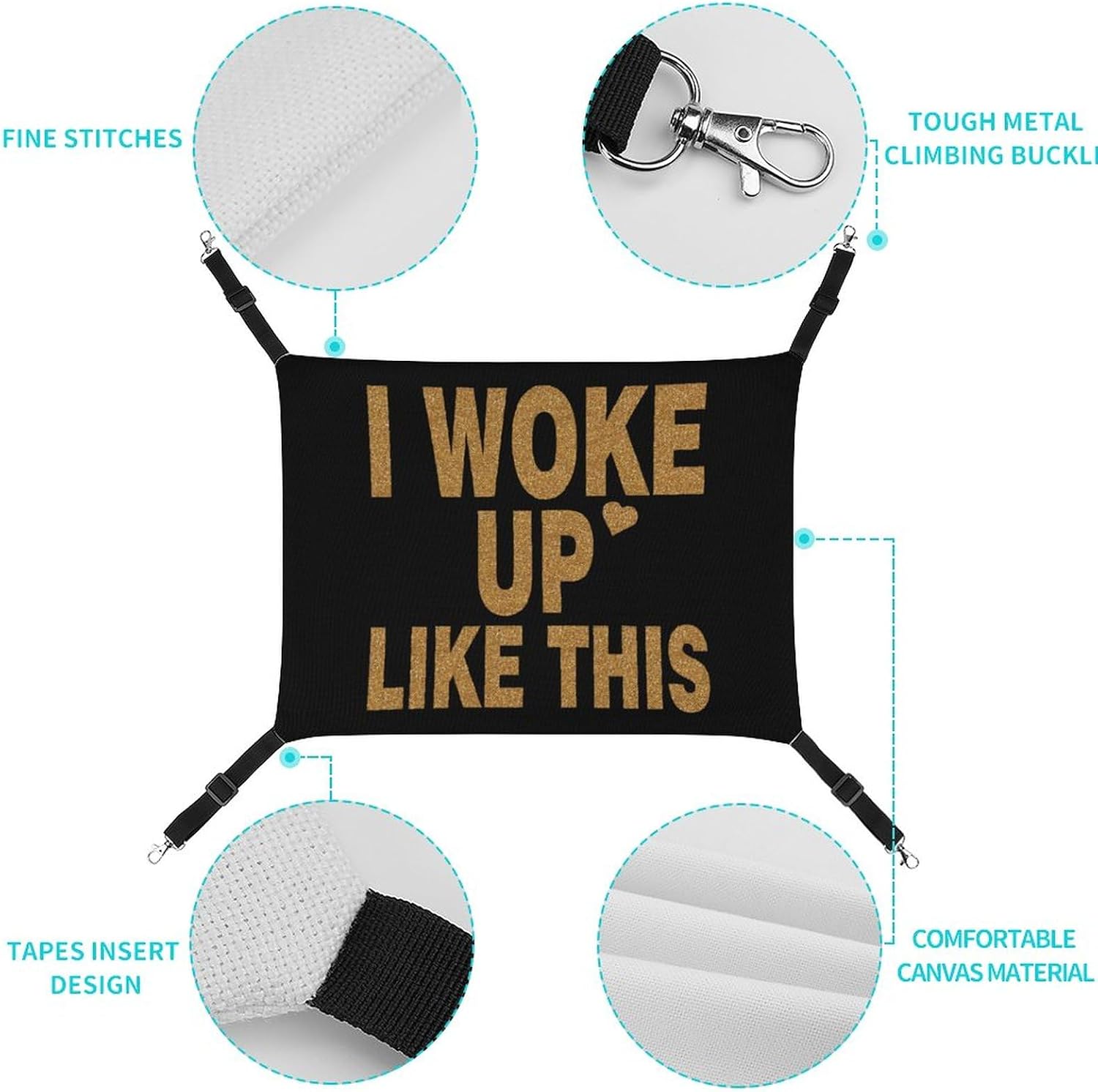 review I Woke Up Like This Pet Hammock for Cat Cage Adjustable Soft Breathable Hanging Dog Bed Resting Sleepy Pads