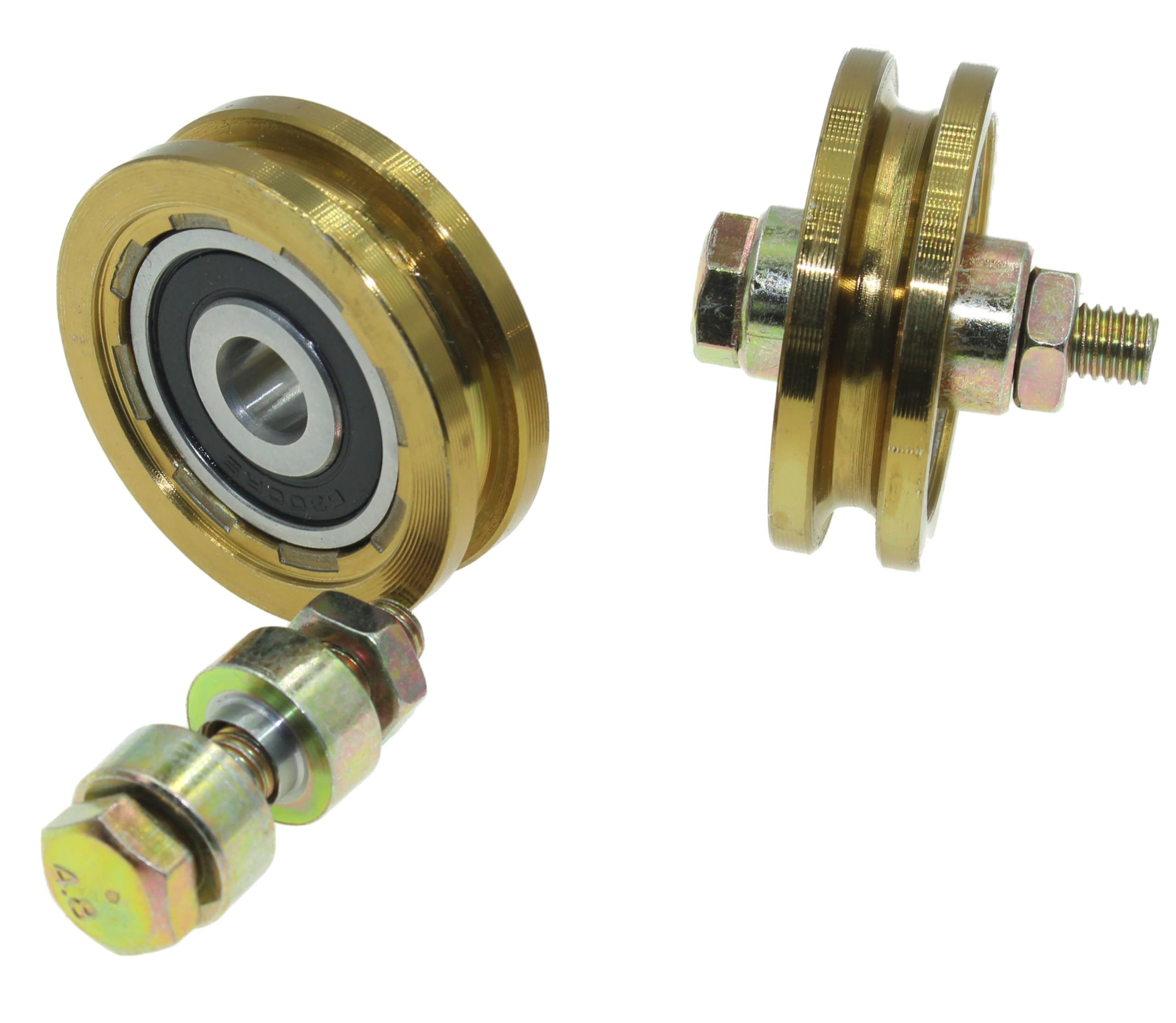 Packung mit 2 Rollen aus verzinktem Stahl – Rolle mit runden Rillen – 50 mm Durchmesser – 6 mm Seilrille – 10 mm Lager – Befestigungsschraube – Tragfähigkeit 150 kg