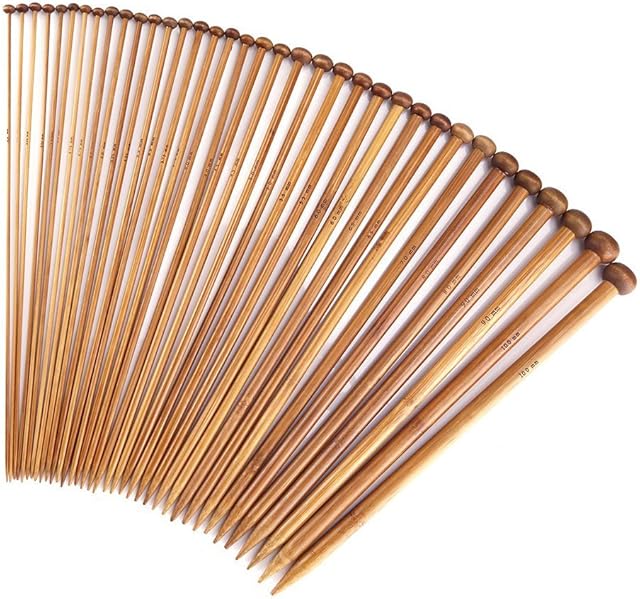 Knitting Needles Set with 18 Sizes Bamboo Single Pointed Knitting Needles 2.0mm 2.25 mm/2.5mm2.75mm 3.0mm/3.25mm/3.5mm/3.75mm 4.0mm/4.5mm/5.0mm/5.5mm/6.0mm/ 6.5mm/7mm/8mm/9mm/10.0mm 35CM(13.78 inch)
