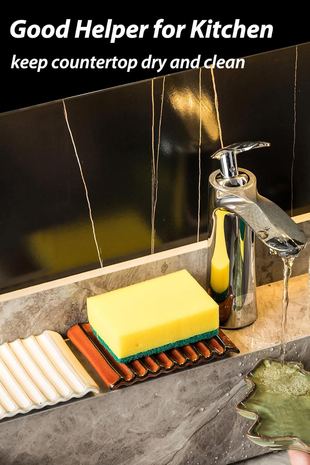 Bar Soap Holder, Ceramic Soap Dish Japanese Soap Tray for Countertop & Saver for Shower, Lift Soap Keep Dry?with Self Drain, Red Red Wave