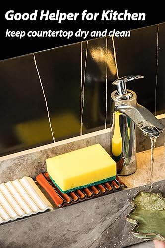 Miniatura 6 de Soporte para jabón en barra, jabonera de cerámica, bandeja japonesa para encimera y ahorrador para ducha, jabón elevador para mantener seco, con