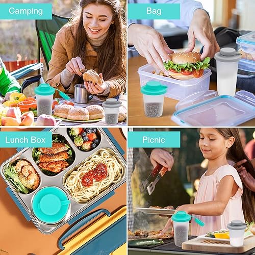 Miniatura 5 de Sophico Juego de saleros y pimenteros pequeños con tapas Sinlicone a prueba de humedad, mini coctelero de especias de 4.5 onzas para ir para