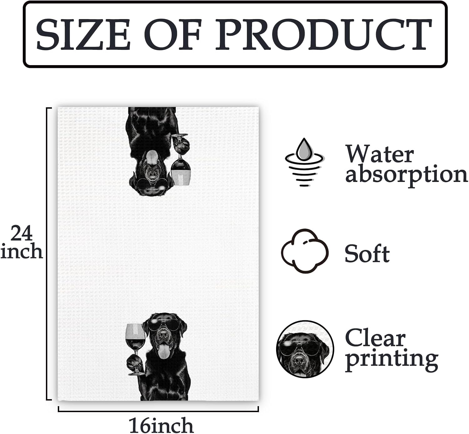 Black Lab Gifts Wine Dog Kitchen Towels, Gifts for Labrador Retriever Wine Lovers Decorative Hand Dish Towel for Kitchen Home Bar, Black Labrador Retriever Gift Home Bar Decor(16x24Inch) - Image 7