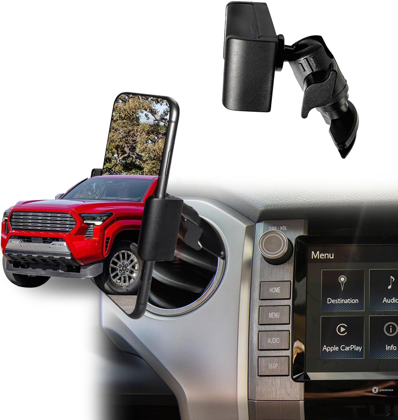 Tundra Tacoma Vent Phone Mount for 2016-2023 Toyota Tacoma 2014-2021 Tundra Accessories | Aluminum Telescopic Air Vent Phone Holder | Thick Case Friendly Car Mount for iPhone 16/15 Pro Max, Galaxy S24