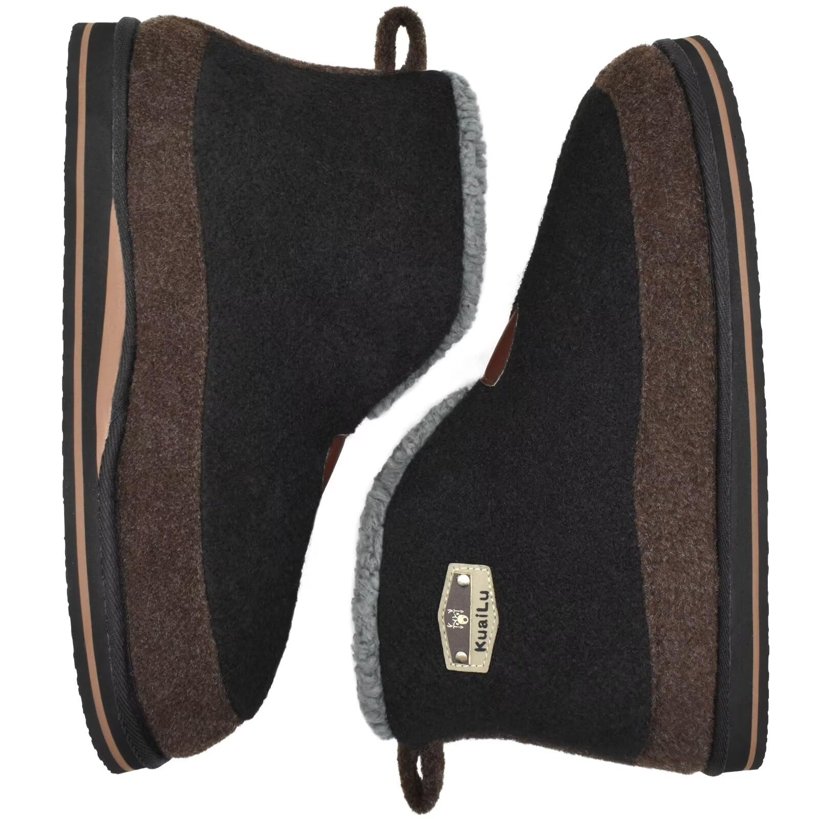 KuaiLu Pantofole Stivaletto Uomo Invernali Babbucce Calde Peluche Pelose Foderata Chiuse Pantofola Stivali Casa Comode Memory Foam Slippers con Indoor outdoor Antiscivolo Suola