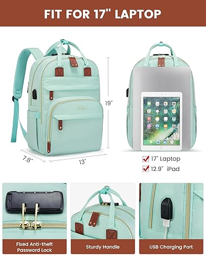 Miniatura 5 de LOVEVOOK Mochila para laptop para mujer, unisex, de gran capacidad, de 17 pulgadas, bolsa antirrobo de viaje, bolsa de trabajo para computadora de