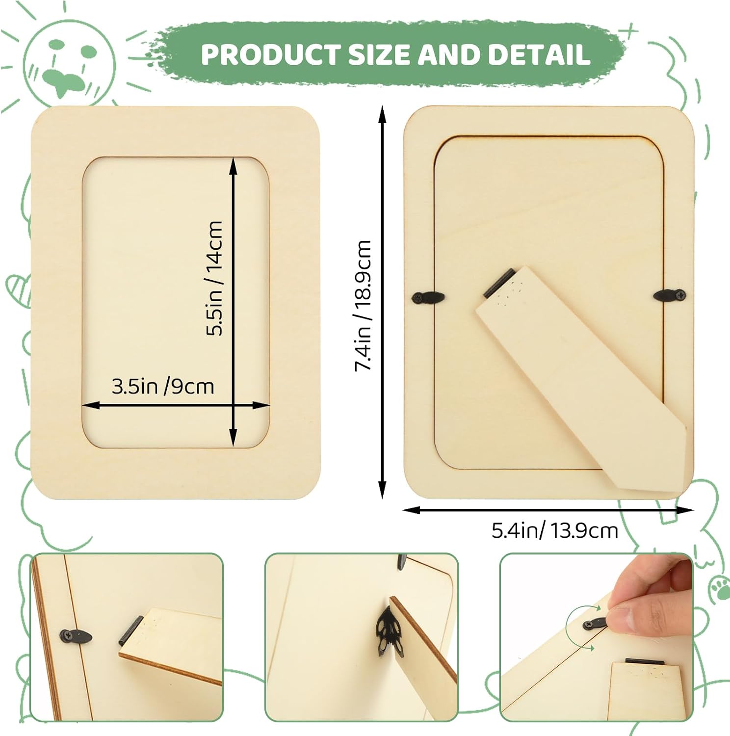 ABuff 24 PCS Wooden Picture Frame for Crafts, 4 x 6 inch Wood DIY Picture Frames, Standing Photo Frames, Unfinished Picture Frame for New Year Birthday Christmas Thanksgiving Valentine's Day Gifts