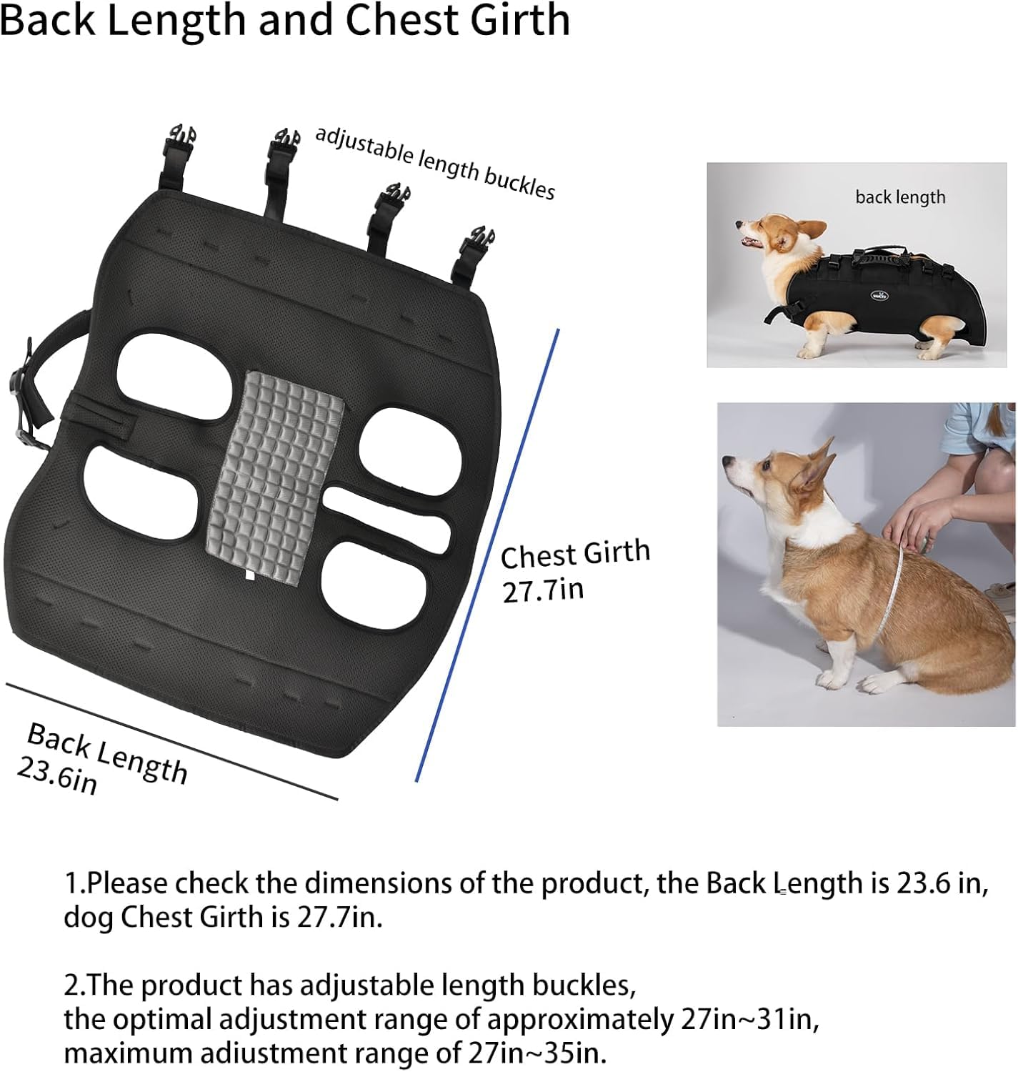 Wakytu Hundehebegeschirr für Große Hunde Notfallrucksack Hundetragetasche für Behindert Gelenkverletzungen Ältere Hunde Treppen rauf und runter Autos Hundetragetuch 30-40KG