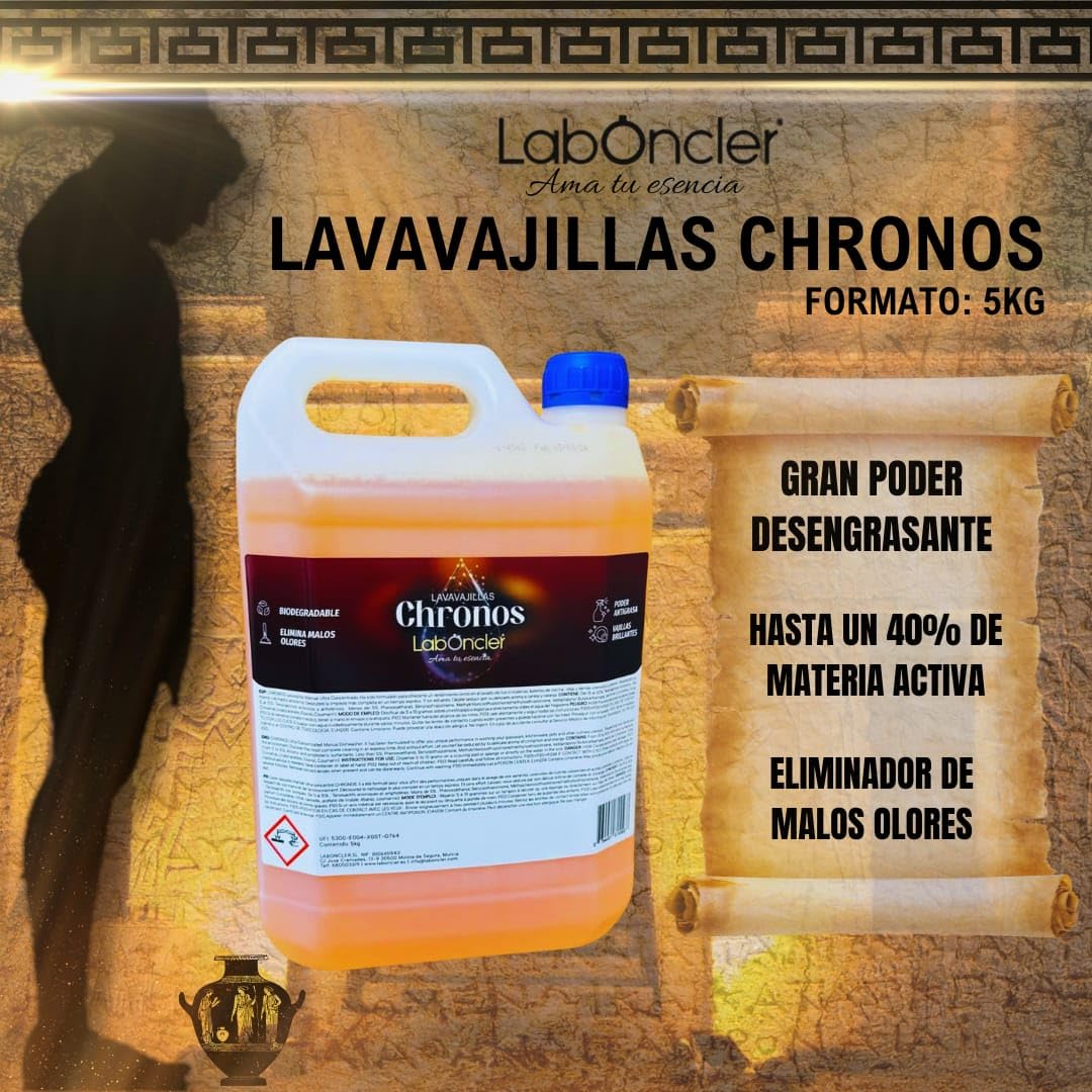 Lavavajillas manual ultra concentrado Chronos - Laboncler. Elimina malos olores. Poder antigrasa. Vajillas brillantes. Fragancia fresca. (5kg)