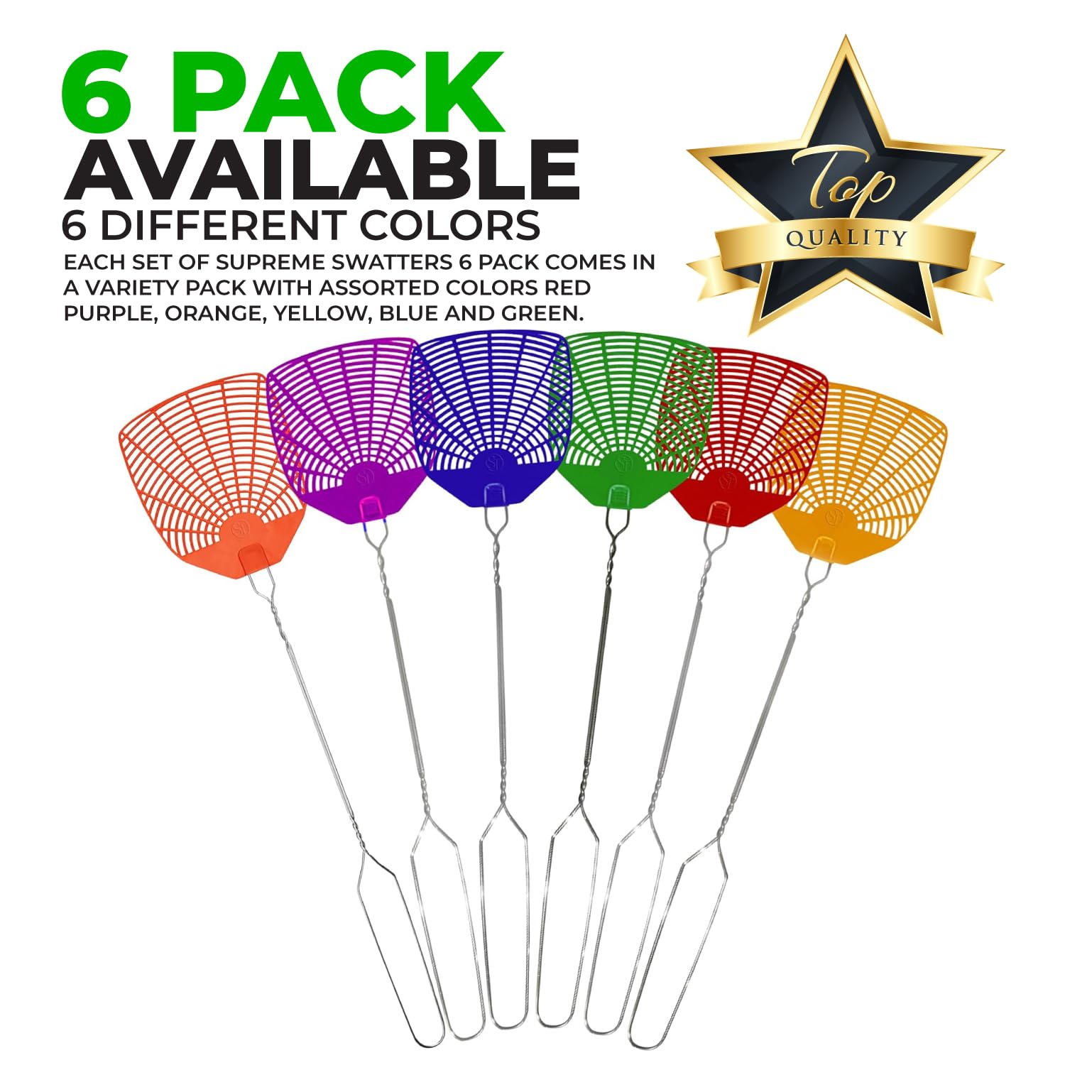 Supreme 6-Pack Fly Swatters - Bug Control -3
