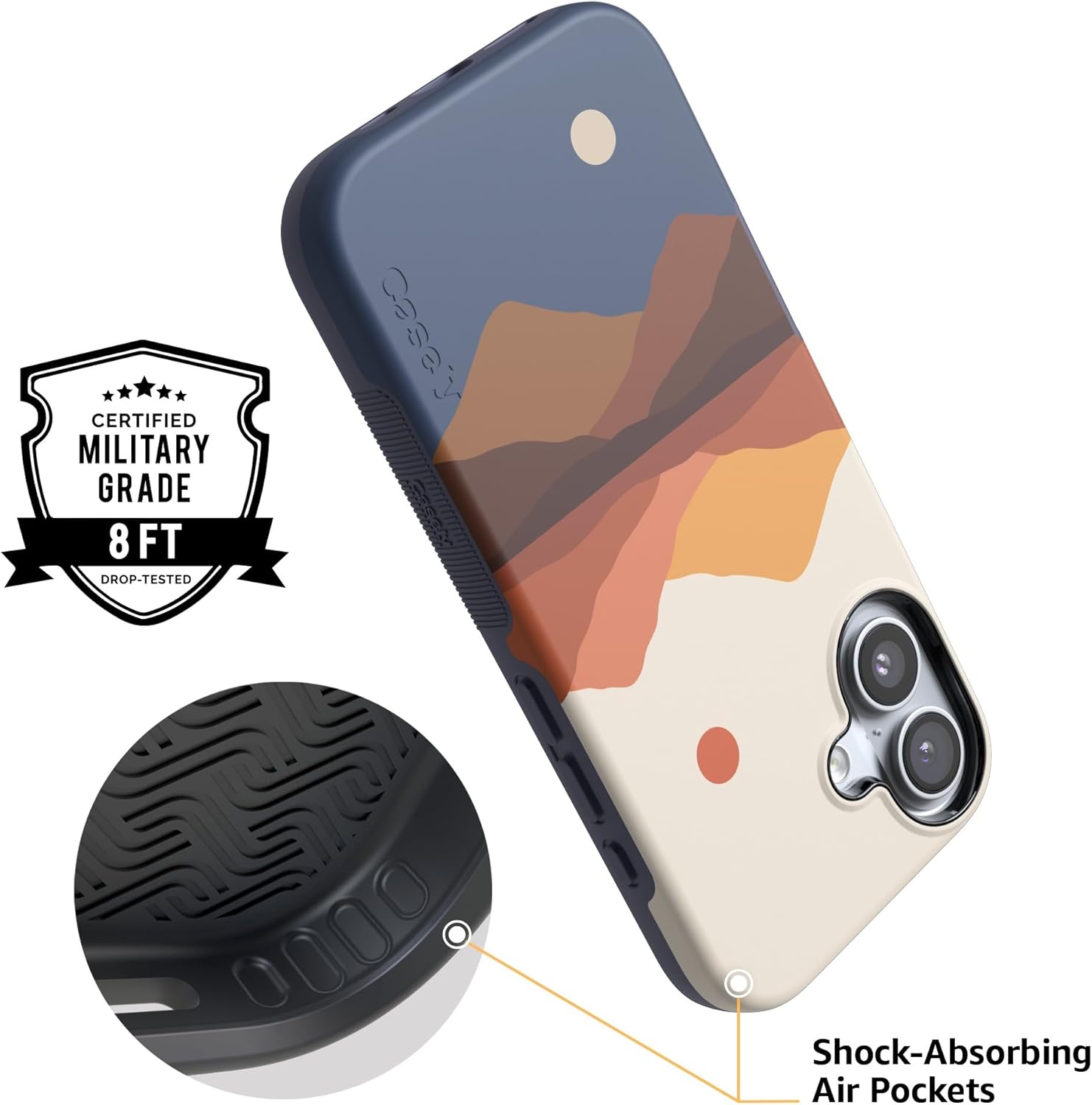 Casely iPhone 17 Case | Opposites Attract | Day & Night Mountains | Bold Protective Design | Compatible with MagSafe