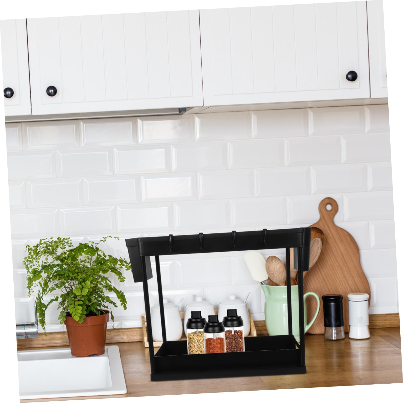 2-stufiger Schrankorganizer aus Kunststoff Ausziehbar mit Hohlem Design und Großer Kapazität für Küche und Badezimmer unter Waschbecken