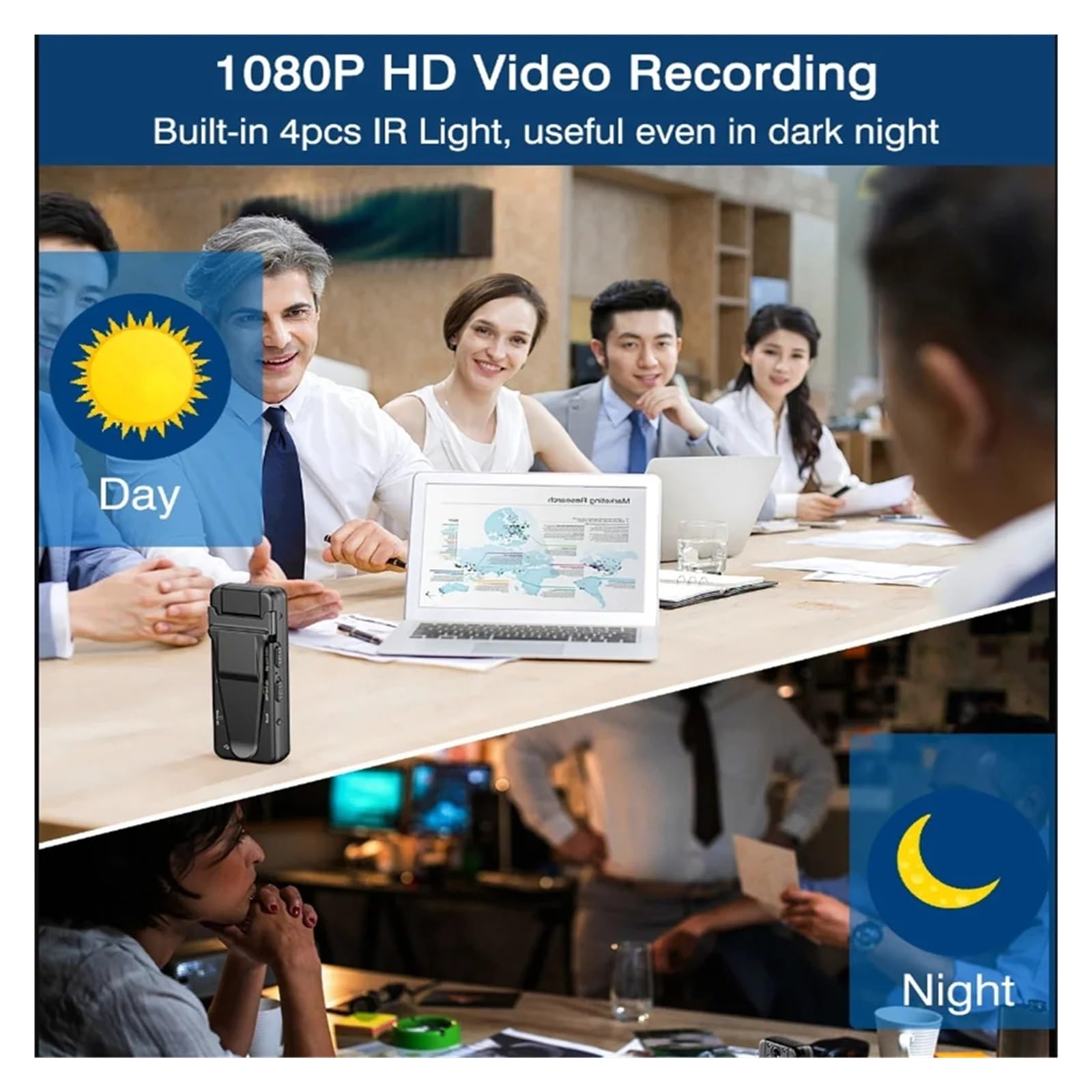 Mini cámara montada en el Cuerpo de 1080P HD for Coche, grabación vídeo DVR, visión Nocturna IR, Clip Trasero, videocámaras magnéticas, Equipo Senderismo