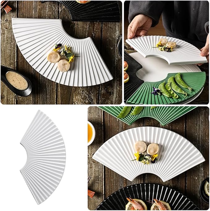 Plato Cerámico Sushi Abanico Blanco 27.7 cm miniatura 5