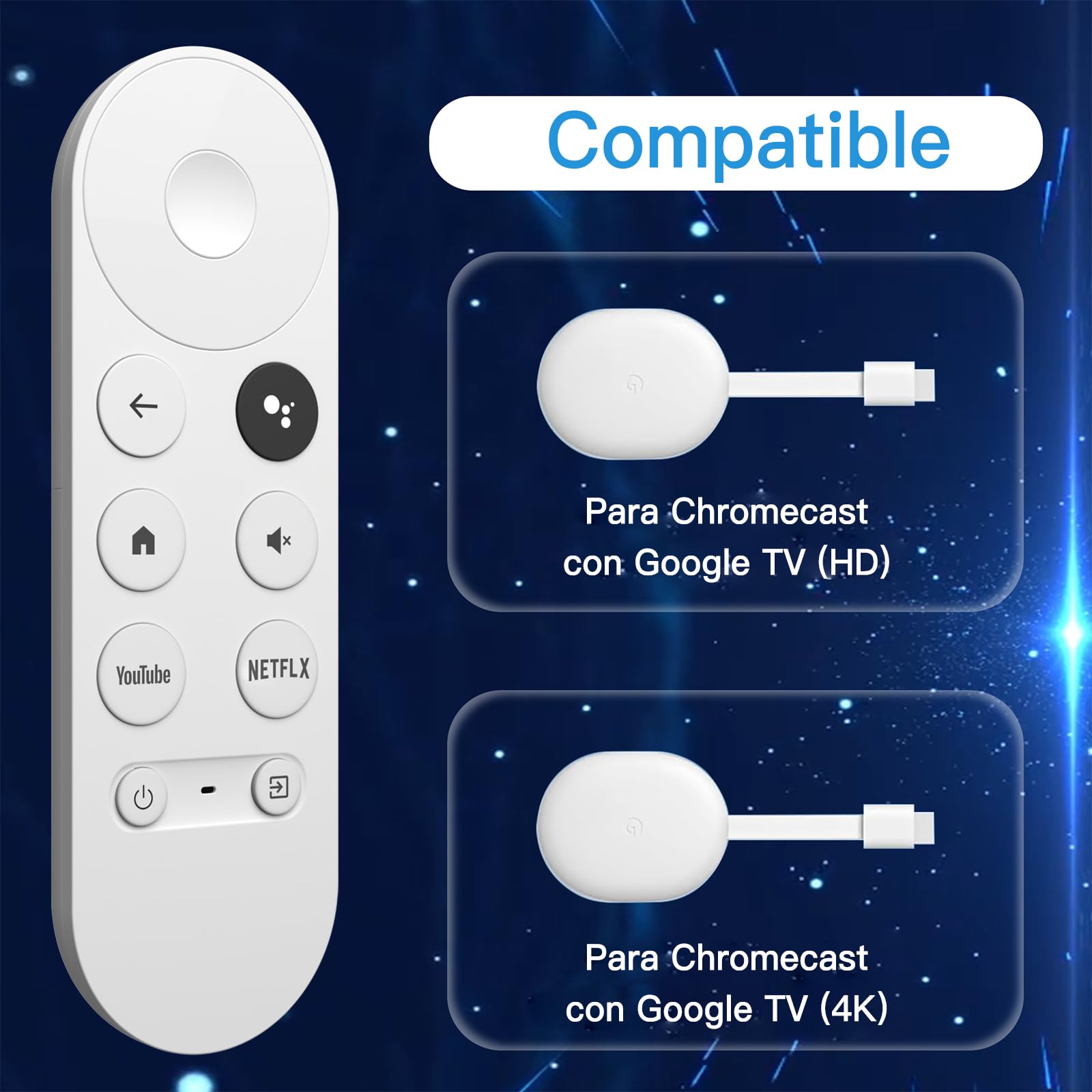 MYHGRC Mando a Distancia para Chromecast Google TV, Mando Snow Google-Chromecast Streamer 4K HD TV con Voz Bluetooth — view 2