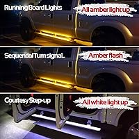 Vista 3 de 2 luces de estribo de 15 pies, marcador lateral ámbar secuencial con luces blancas de cortesía, tira de luz LED ámbar de cabina extendida de 540 LED