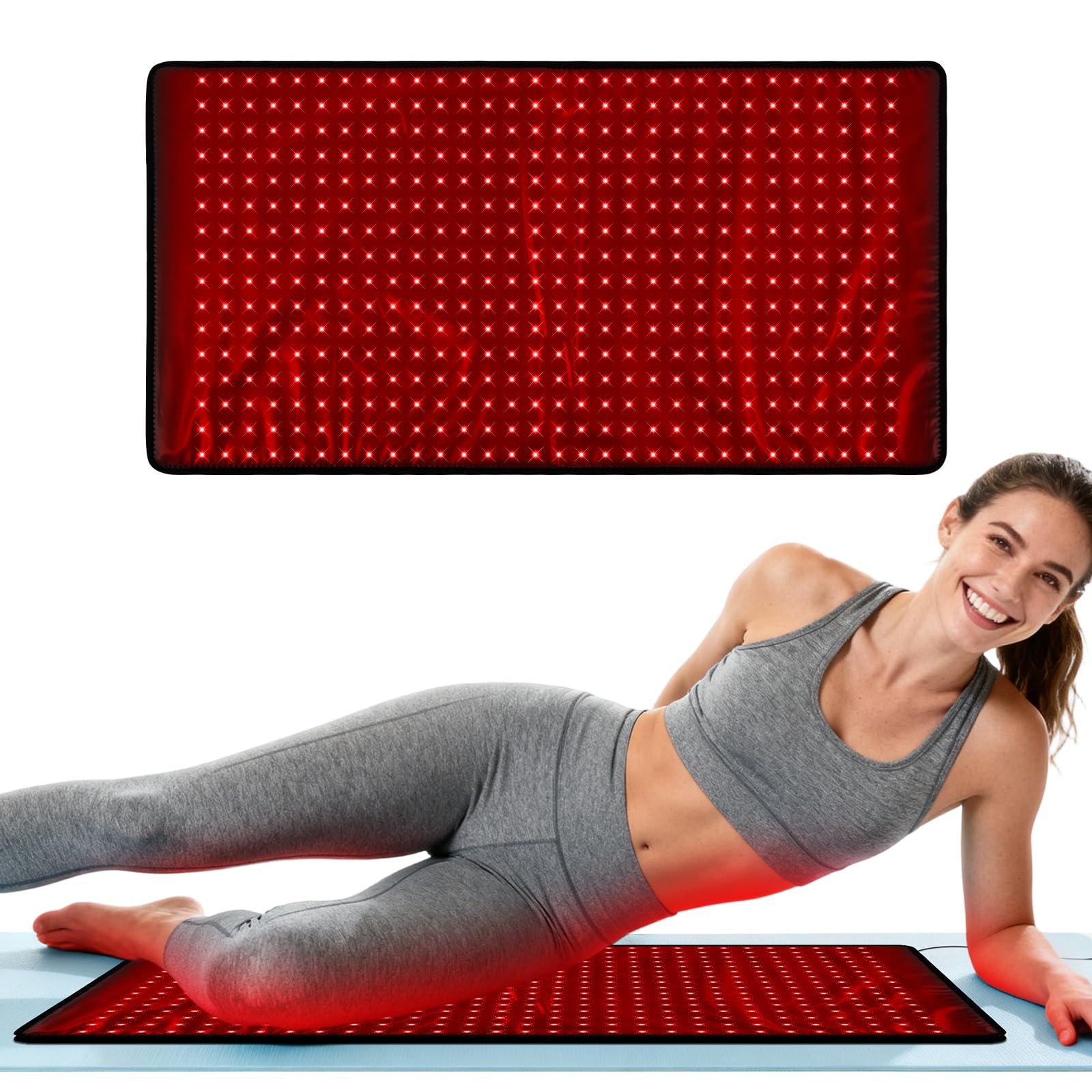 Rotlichtlampe Pad Mit 480 LEDs, Infrarotlampe Für Rücken Und Taille, 660nm & 850nm LED Rotlicht, 3 Lichtmodi, 5 Helligkeitsstufen, Timer 10/20/30 Min Für Zuhause