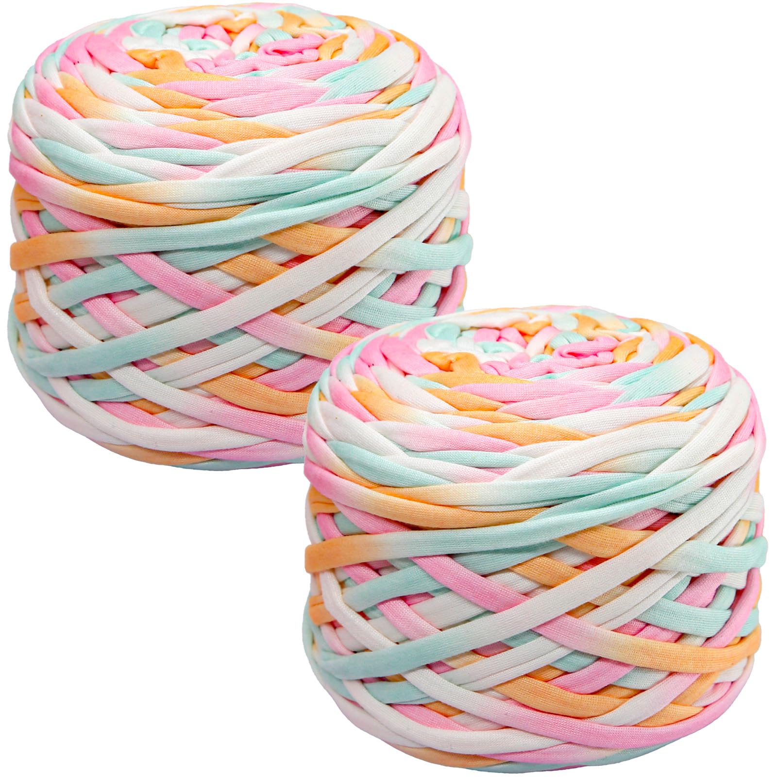SIMEIQI 2 PCS 800g T-Shirt Yarn Elastic Fabric Crochet for DIY Knitting, 130 Yards Spaghetti Thick Knitting Yarn for Hand DIY Bag Basket Cushion Crocheting Projects,Home Decor 14