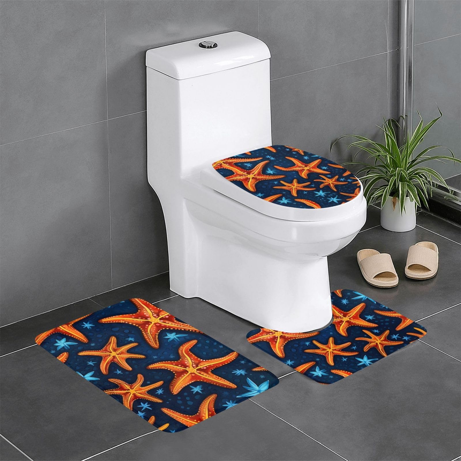 Tapis de salle de bain étoiles de mer pour sécuriser les sols glissants du meuble-lavabo et WC