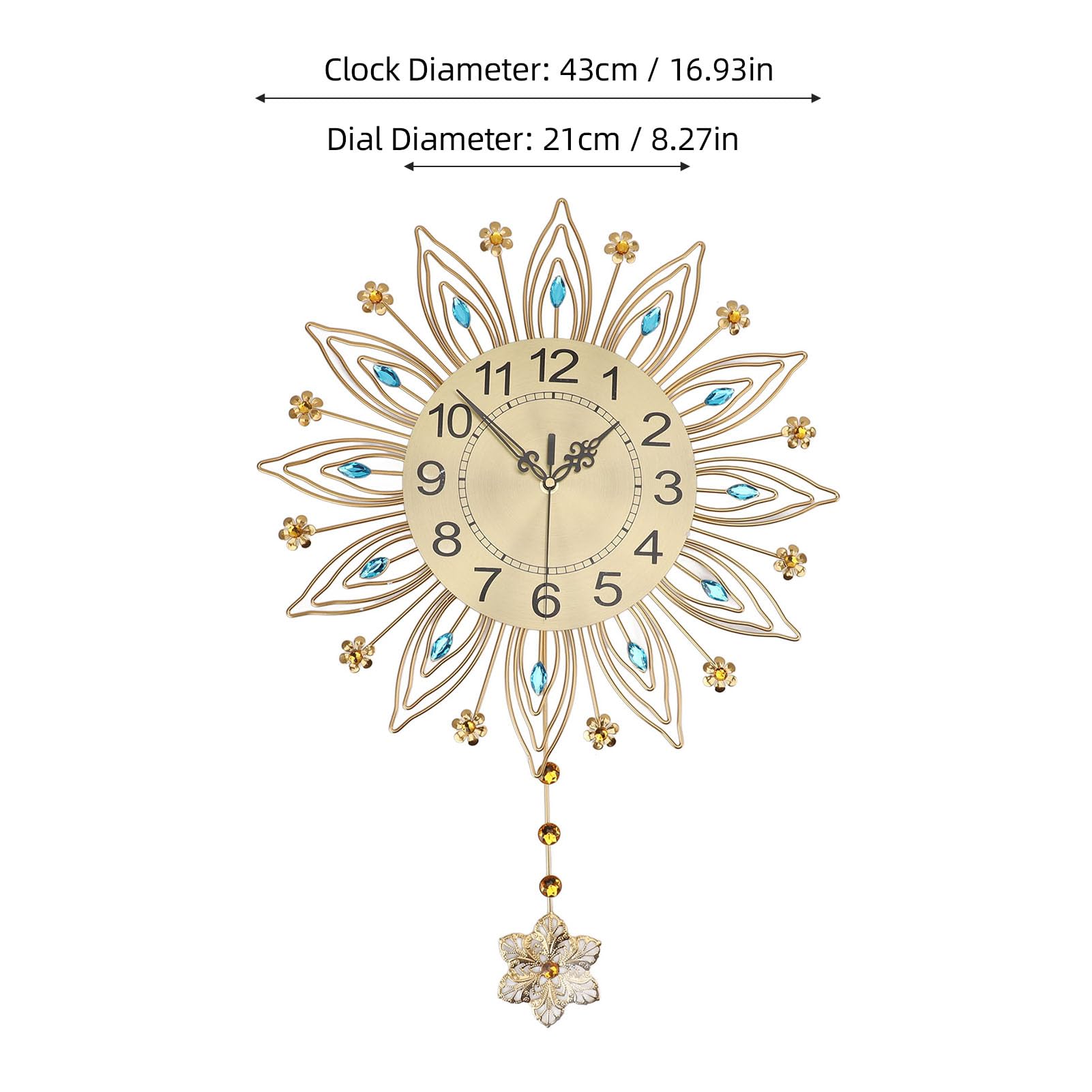 Walfront Reloj de Pared Grande Silencioso, Construcción de Metal, Números Negros Fáciles de Leer, Reloj de Pared Decorativo para Sala de Estar y Espacios de Oficina