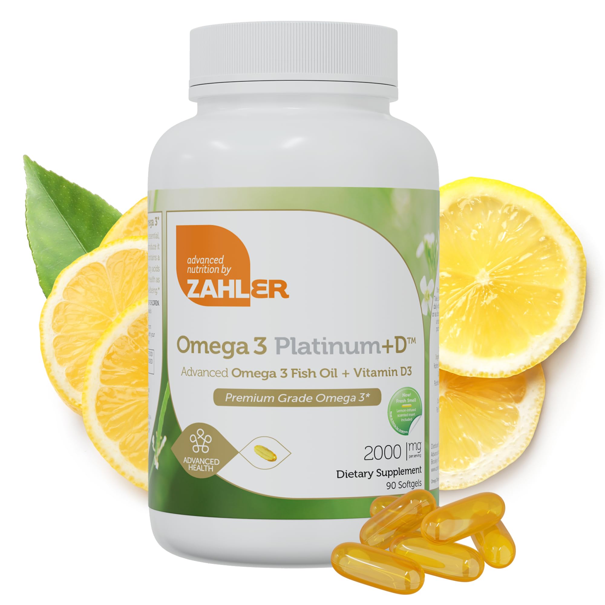 Zahler Omega 3 Platinum +D, All-Natural Pure Fish Oil Supplement, Burpless Softgel with No Fishy Aftertaste, Highest in EPA and DHA, Certified Kosher, 90 Softge
