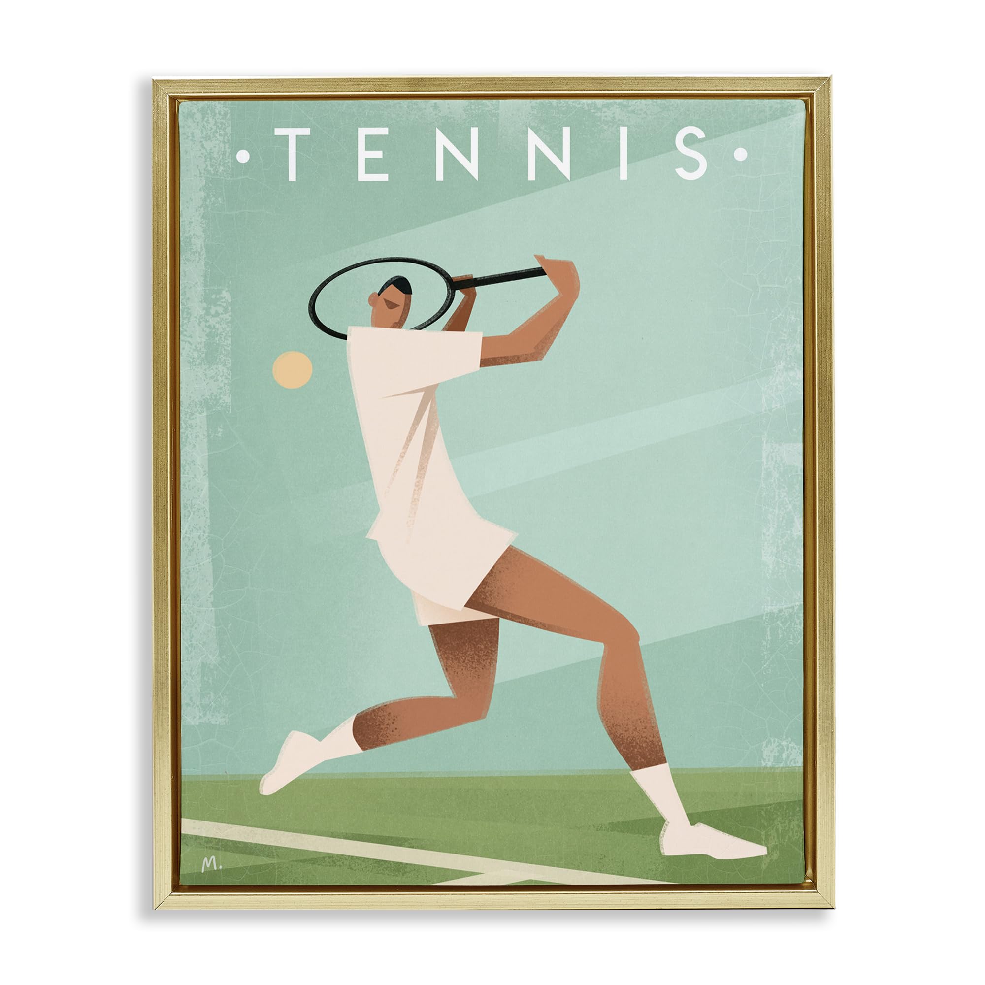 'Vintage Tennis Swing'| Floating Frame Canvas Art