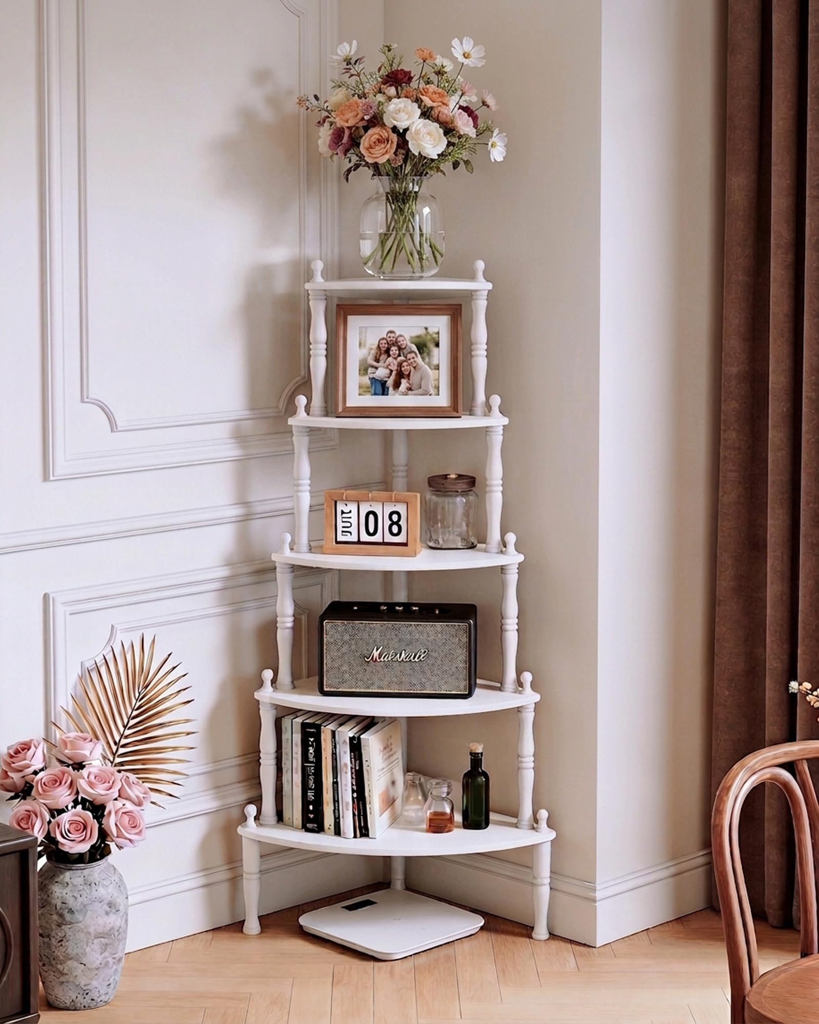 NKGIAG Antique French White Corner Shelf