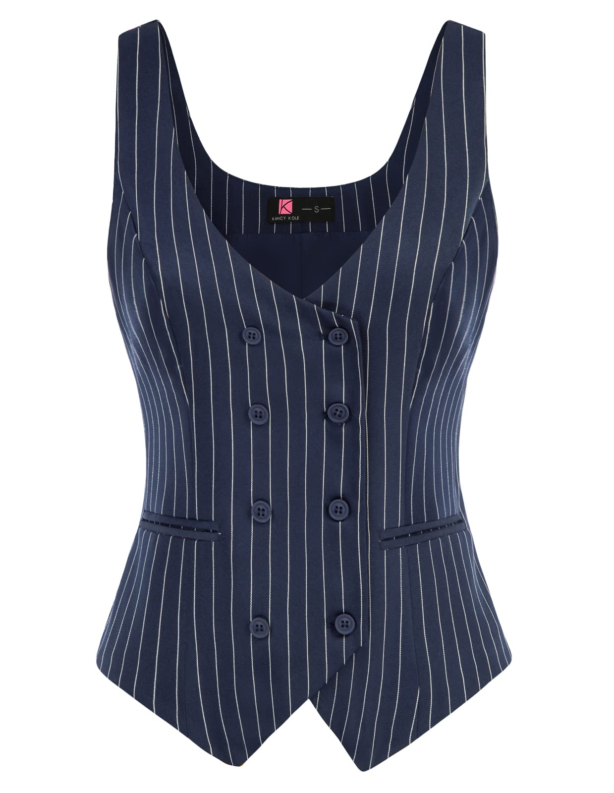 KANCY KOLEWomens Double Breasted Fashion Vests Dressy Casual Versatile Vest Button Vintage Waistcoat S-XXL