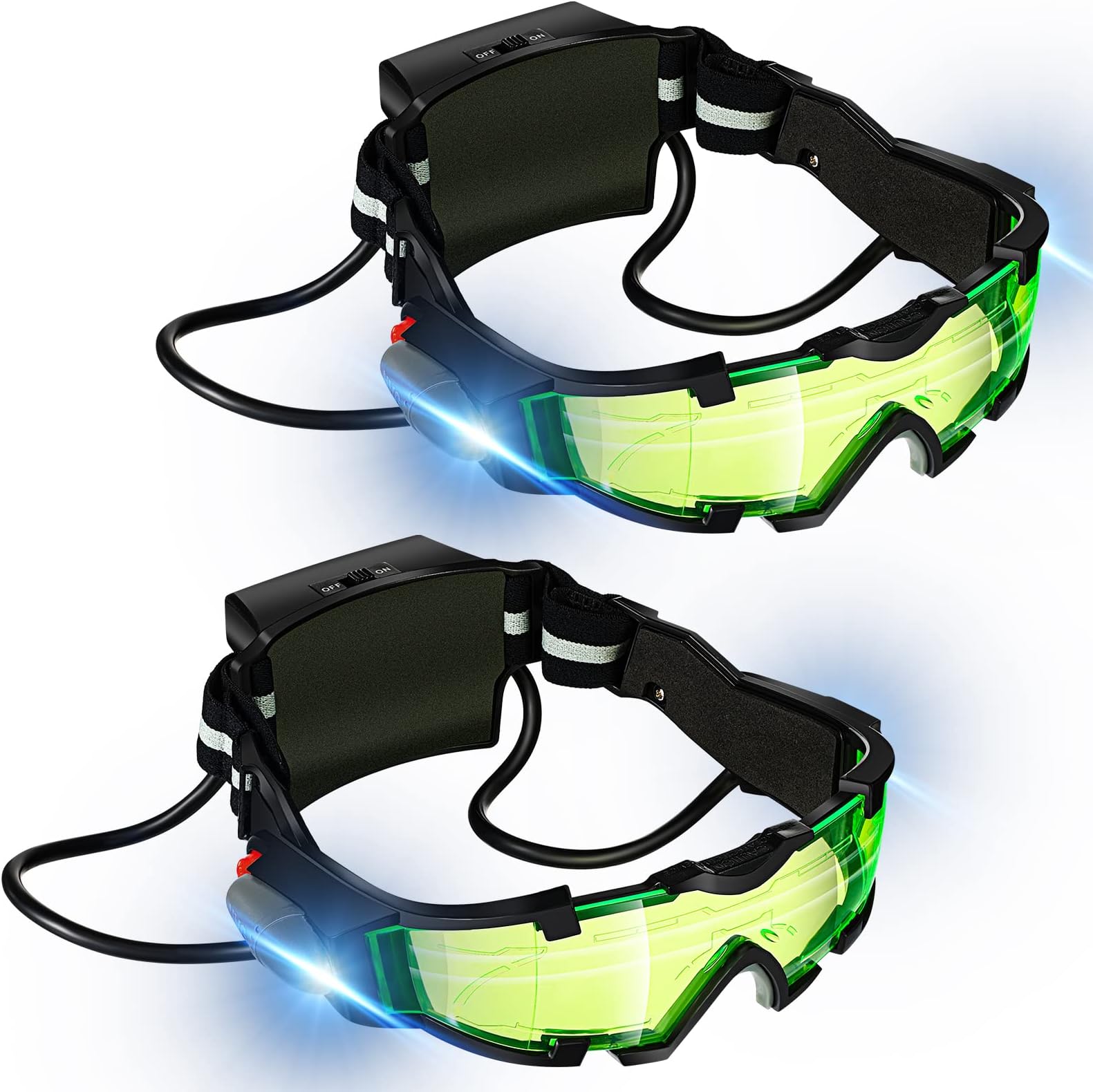 2 Pair Night Vision Goggles Night Mission Light up Goggles Kids Camping Gear Gadgets for Kids Hunting Gear for Boys Girls Role Play Costume Party Gift
