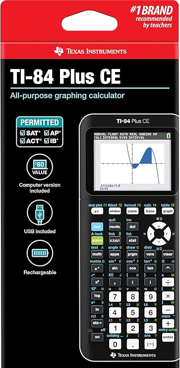 Texas Instruments TI-84 PLUS CE-T Scientific Graphics Calculator, Black