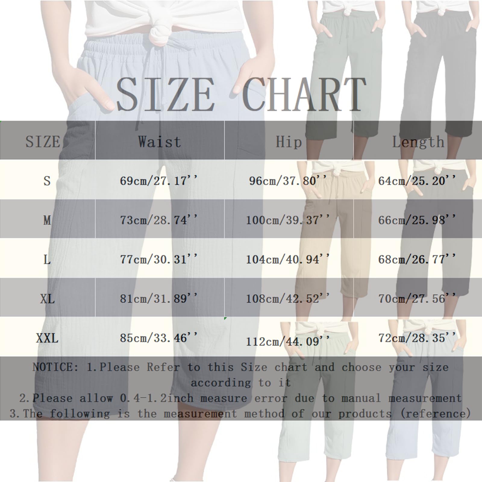 Pantalon Femme 3/4 Coton Lin Ete Pantacourts Fluide Décontracté à Cordon de Serrage Couleur Unie Pas Cher Pantalon de Jogging avec Poche Yoga et Pilates Taille Haute Vetement