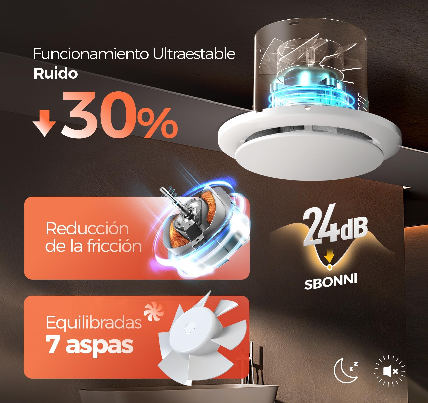 3 Velocidades Extractor de Baño Sensor Humedad, Sensor Temperatura, Temporizador - Ventilador Extractor de Aire 100 mm Silencioso Potente Automático para Baño WC Sótano P107(sin control remoto)