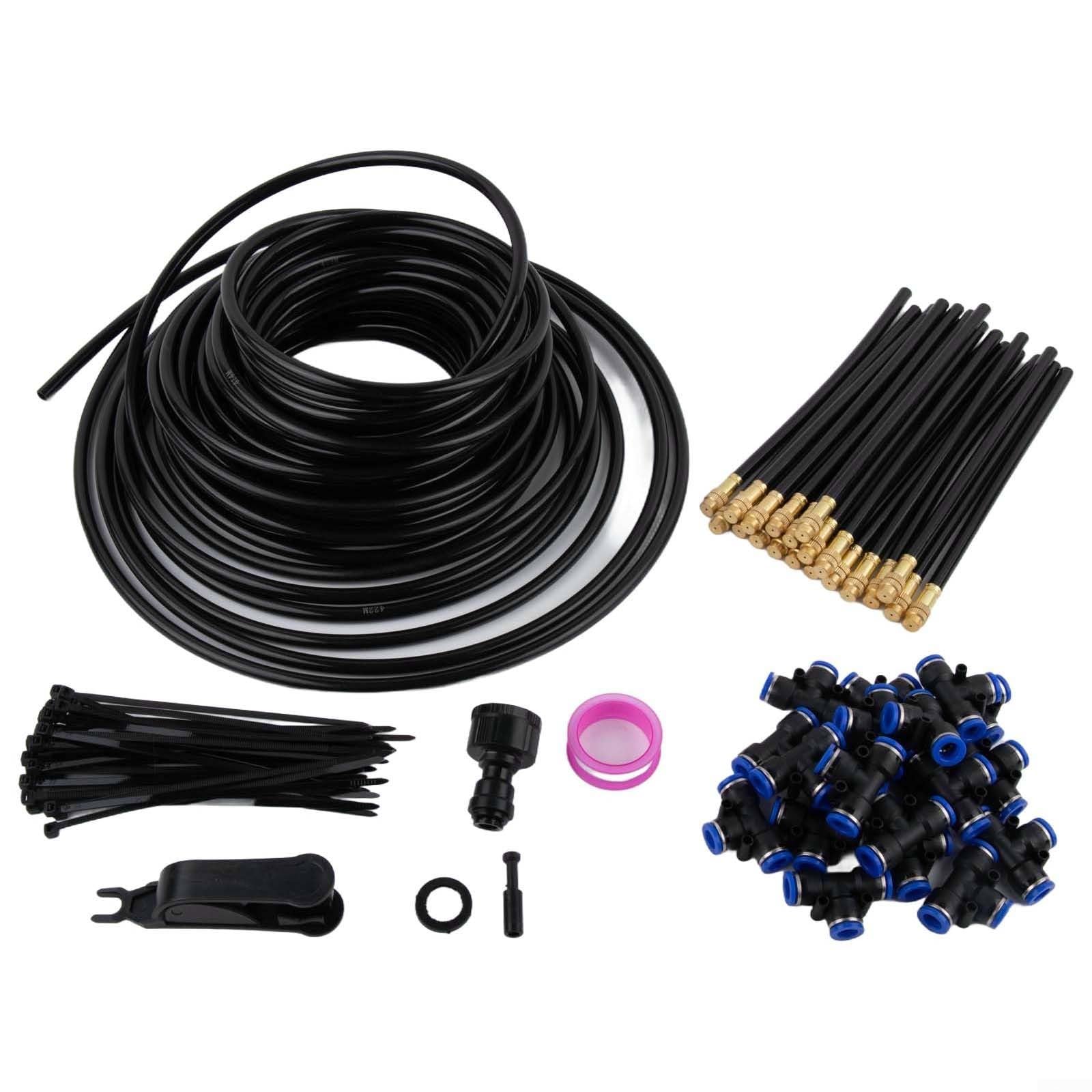 Sistema di nebulizzazione da giardino, kit di irrigazione con ugelli a spruzzo regolabili per raffreddamento esterno, dispositivo di irrigazione automatico con connettori e fascette (20 m)