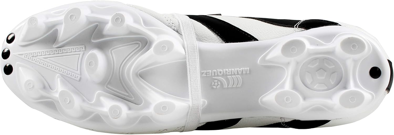 Adult Soccer Cleats Cowhide Leather White/Black Firm Ground (White/Black, US Footwear Size System, Adult, Men, Numeric, Medium, 10)