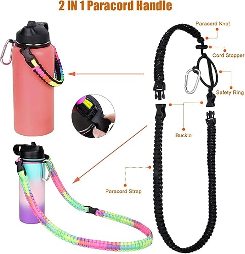 Miniatura 3 de WEREWOLVES Mango de paracaídas con correa para el hombro, se adapta a botellas de agua de boca ancha de 12 a 64 onzas, soporte duradero, correa de