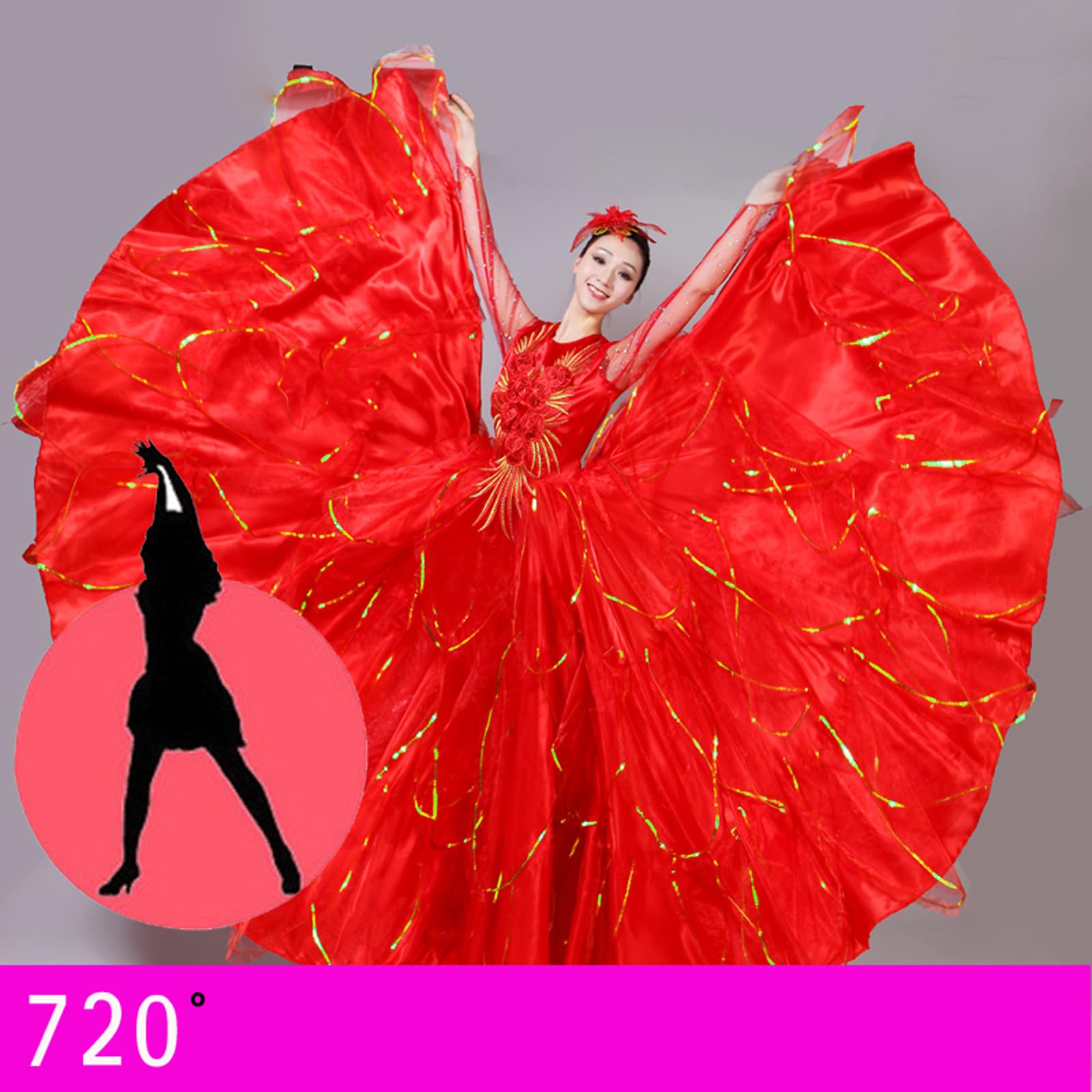 OTMYIGO Gonna di Flamenco Spagnolo per Donne Adulte, Vestito da Costumi di Danza del Ventre, per Feste di Carnevale zingaresche