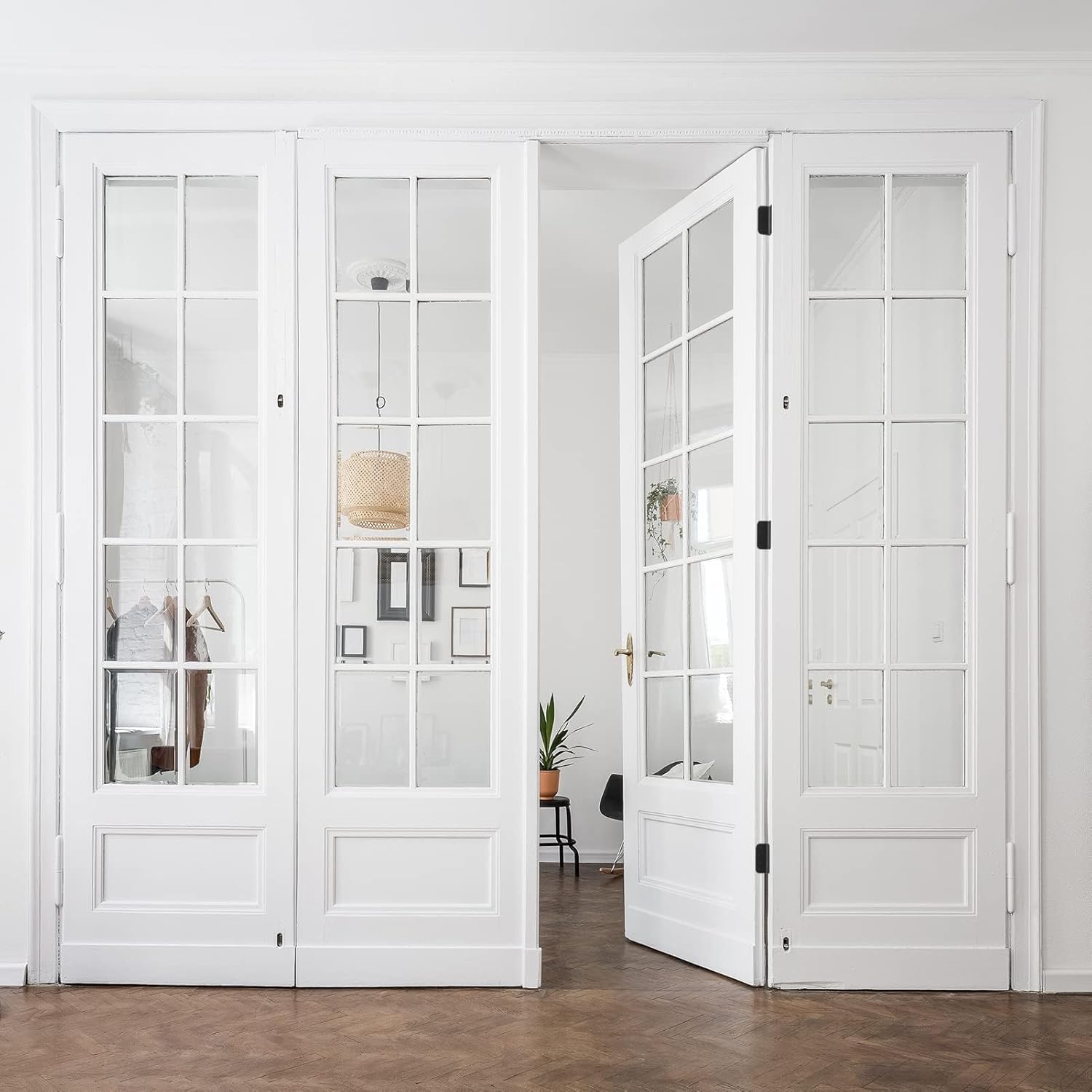 HOSOM 12 Pack Matte Black Door Hinges 4 Inch, Exterior Door Hinges with 5/8" Radius & Square Corners, Removable Pin, Perfect for Heavy-Duty Front & Back Door, Anti-Rust & No Squeaks