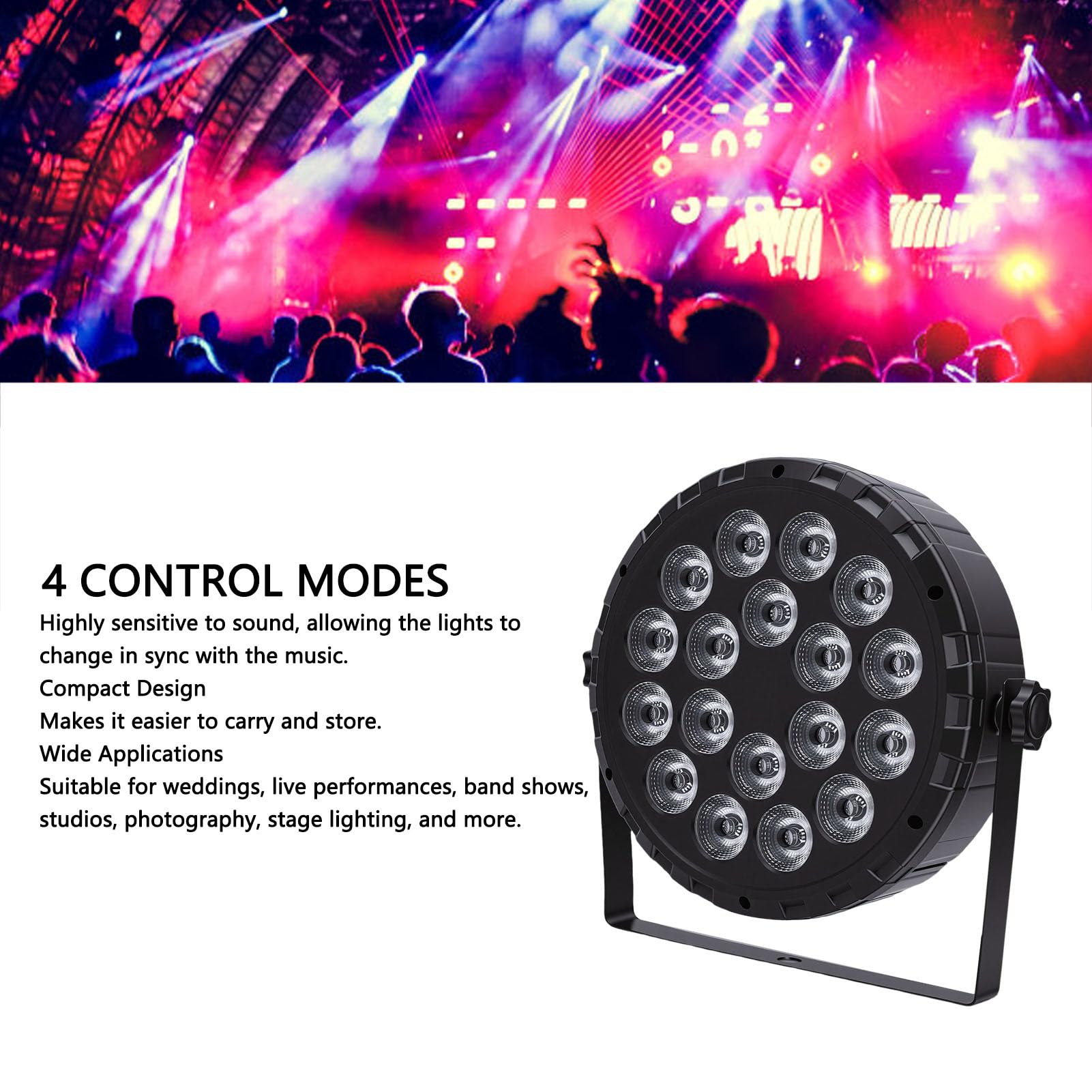 Fafeicy Luce par a LED da 60 W, Luce da Palco RGBW con Telecomando, 18 LED 4 in 1 per Attrezzatura DJ per Matrimoni, Lampada per Feste Attivata Dal Suono con Angolo del Fascio di (Spina UE 220V)