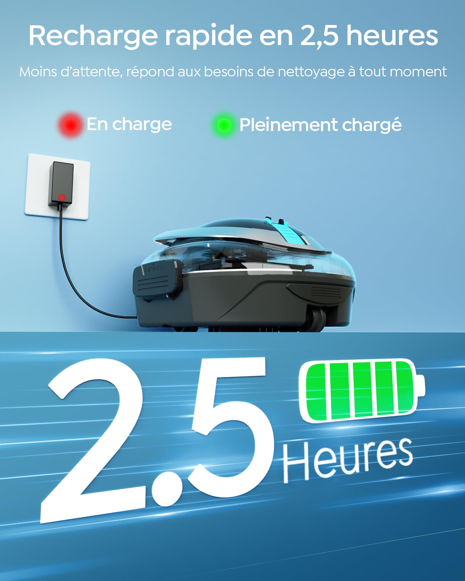 S2 Robot Piscine,Double Filtration,Aspirateur Piscine sans Fil | 90 Min d'Autonomie, Nettoyeur de Piscine Compact,Stationnement Automatique,pour Piscines Hors Sol Jusqu'à 80 m²,Noir Charbon