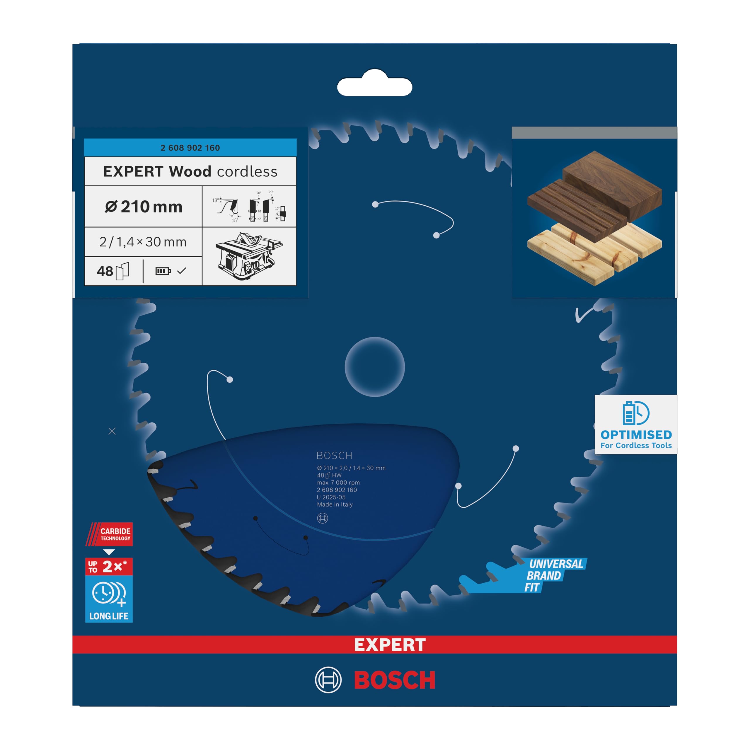 Bosch 1x Tarcza pilarska EXPERT Wood cordless (do Miękkie drewno, Ø mm, Professional Akcesoria Bezprzewodowa stołowa pilarka tarczowa)