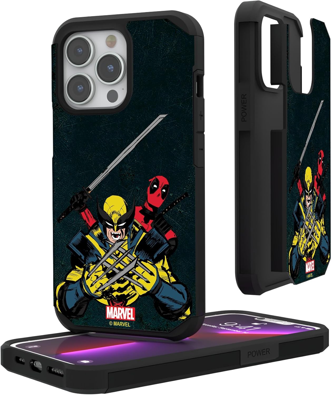 Keyscaper Marvel Deadpool Badge Rugged Cell Phone Case for iPhone 16 Pro