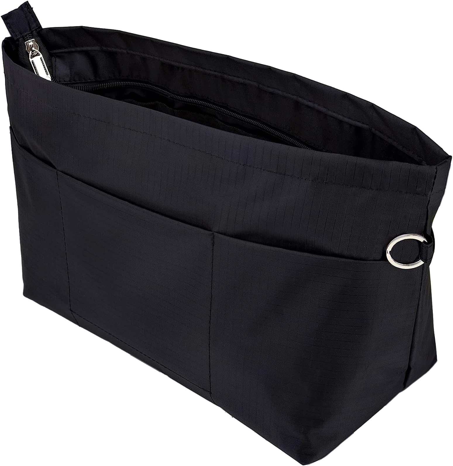 Time Wing Handbag Tote Purse Organizer Insert Bag Liner Shaper Pocketbook Divider Zipper 11 Pockets Compartments Large Black