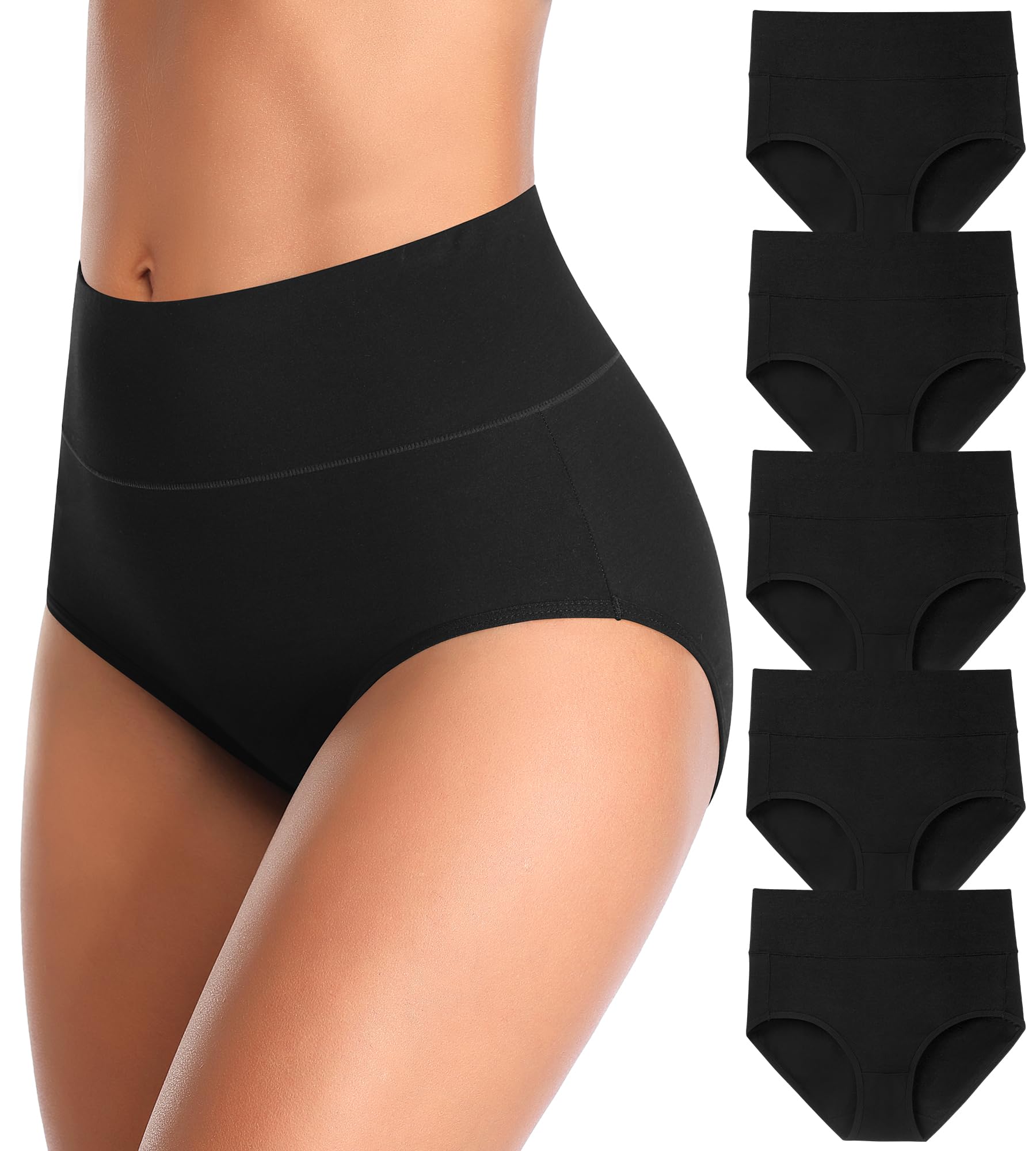 MISSWHO Cotton High Waisted Women Underwear Soft Briefs Full Coverage Comfy Ladies Panties Regular Plus Size
