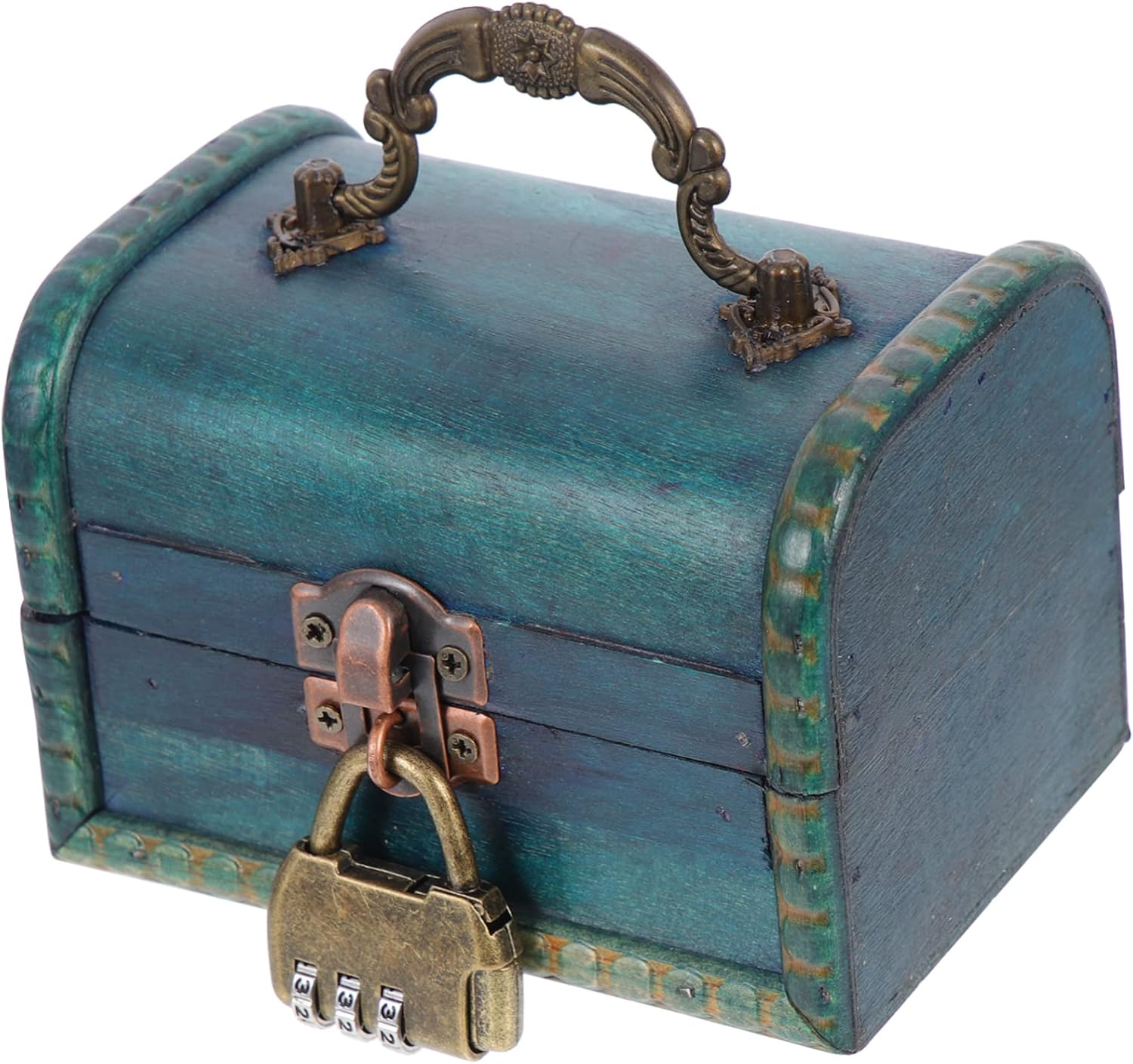 ERINGOGO Vintage Wooden Jewelry Box Lock Retro Handheld Trinket Case for Necklaces Earrings Bracelets Elegant Storage for Home and Travel
