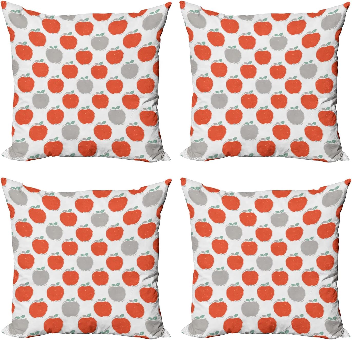 Ambesonne Christmas Throw Pillow Cover Set of 4, Different Styled Noel Trees on Checkered Squares Background Vintage Quilt, Square Cushion Covers Decor for Bed Couch Sofa, 24"x24", Ruby Reseda Green