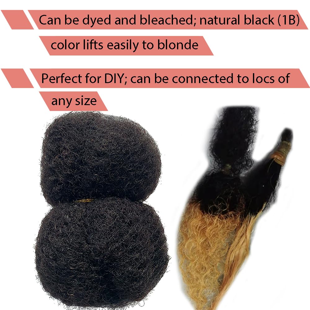 Ciasne afro ludzkie włosy do dredów, idealne do tworzenia loków, przedłużek naprawczych, skręcania lub warkoczy, 4 wiązki/opakowanie, naturalna czerń #1B, 20 cm