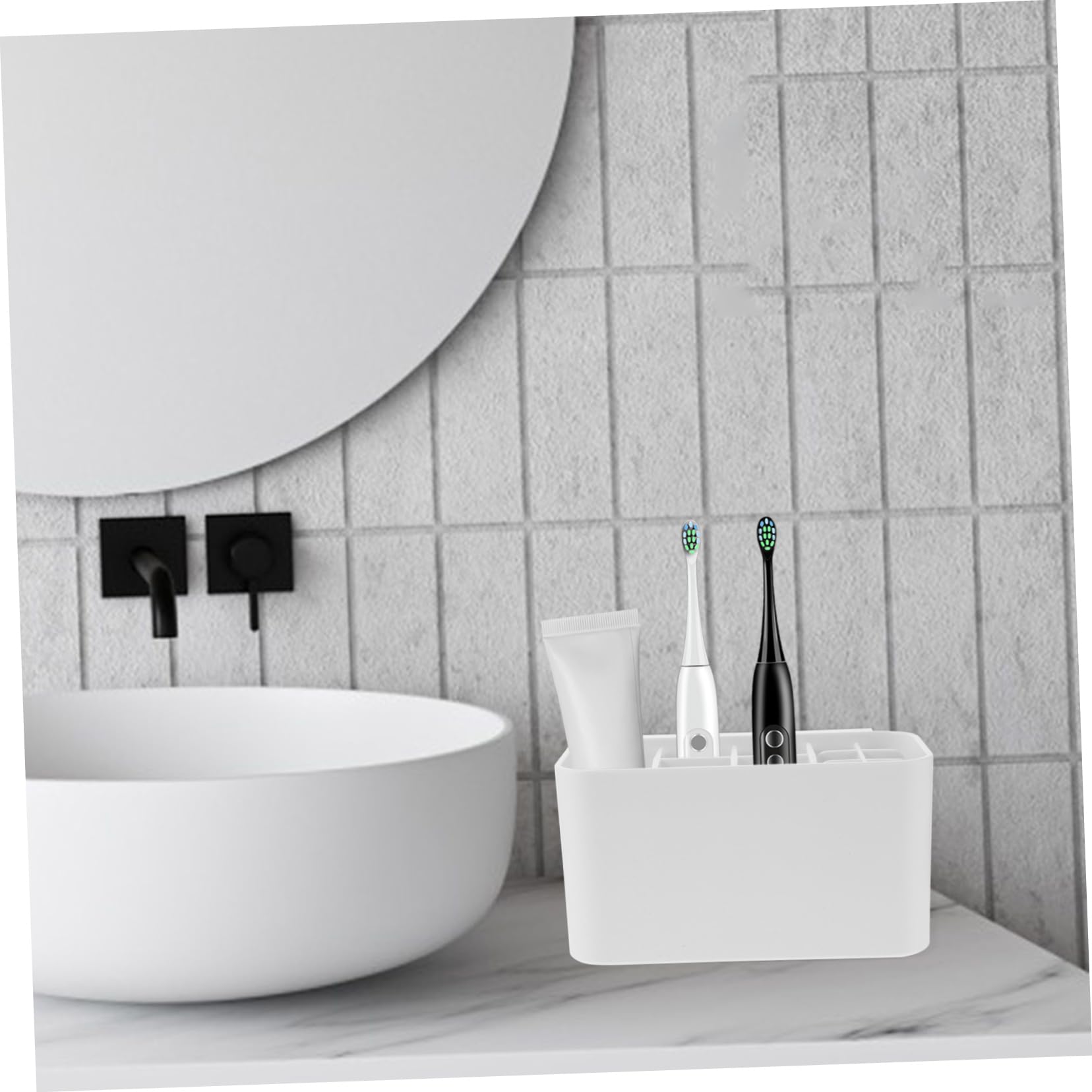 MAGICLULU Portaspazzolini da Denti da Parete per Bagno, Organizer per Spazzolini Elettrici, Abs Bianco, Fori di Drenaggio, Gancio Adesivo Resistente