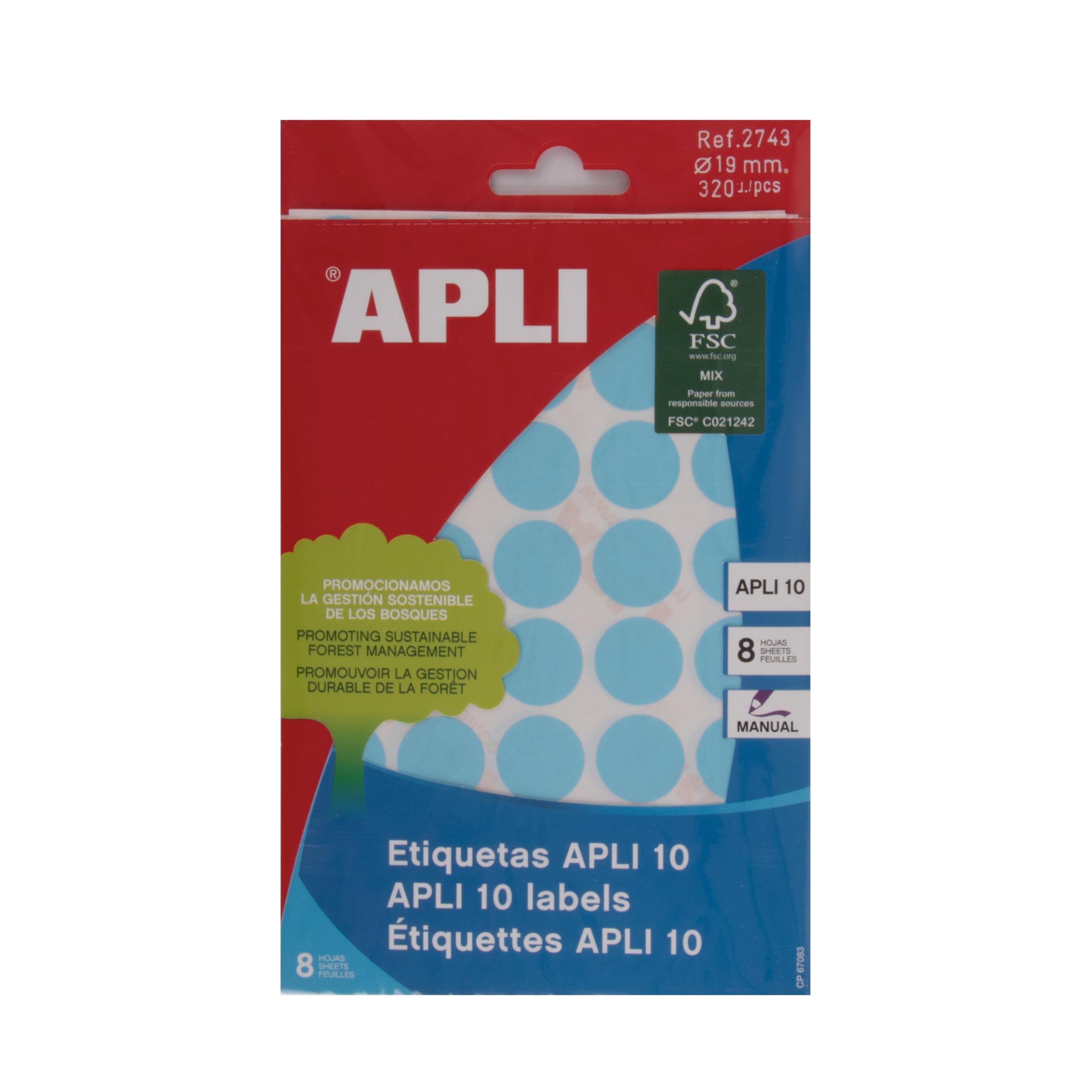 APLI 2743 - Blue Labels (Ø 19) 8 Sheets