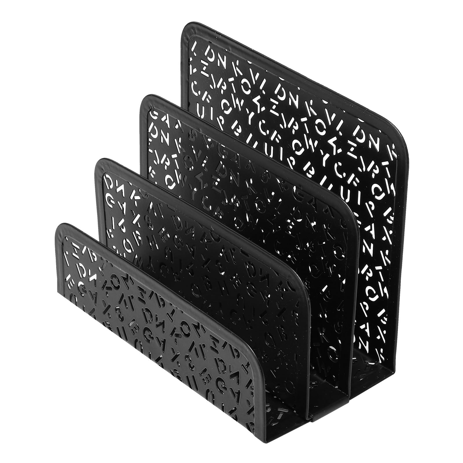 Organiseur de courrier en acier noir avec 3 compartiments de rangement pour bureau