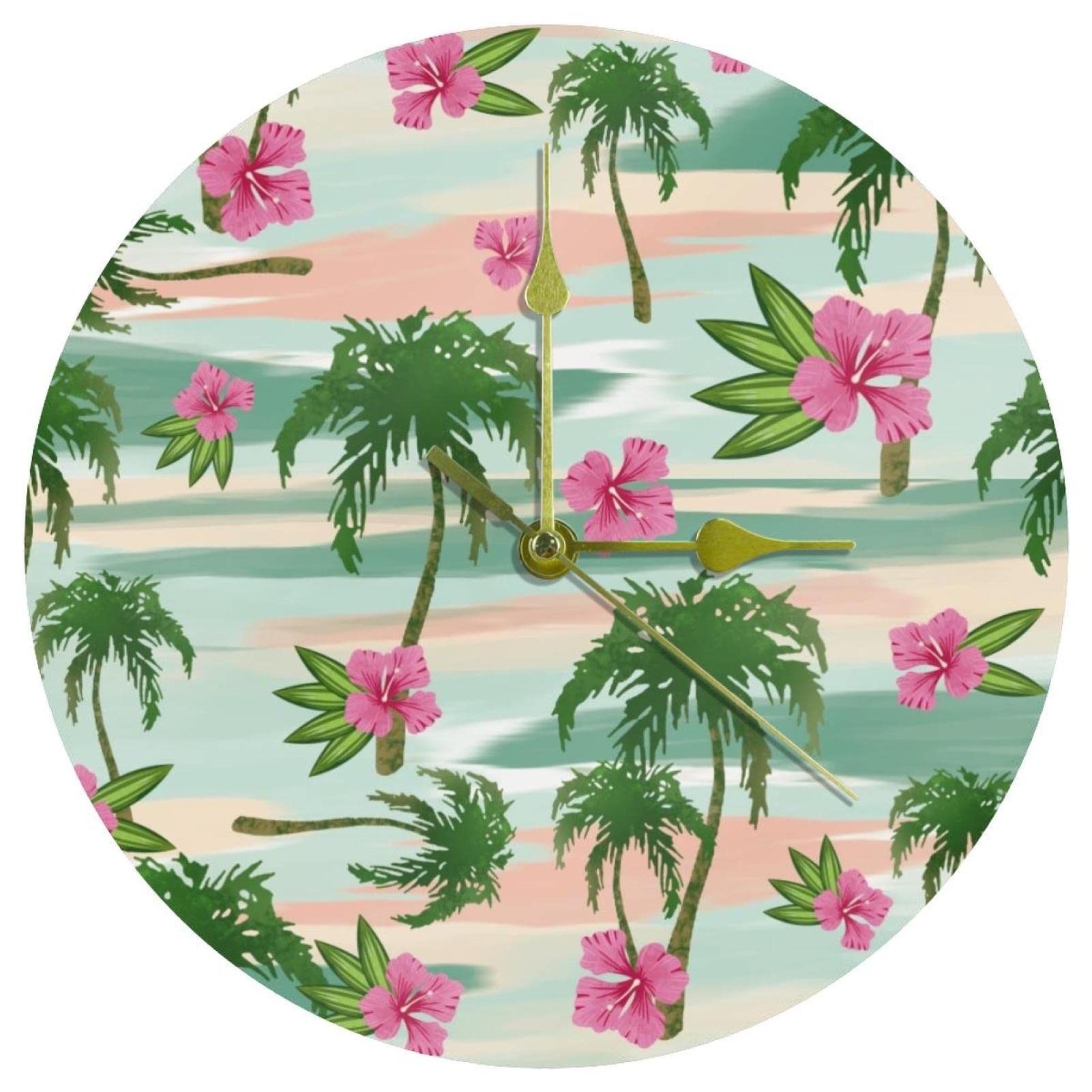 Horloge murale en acrylique fleurs sauvages de 24 cm ronde et silencieuse